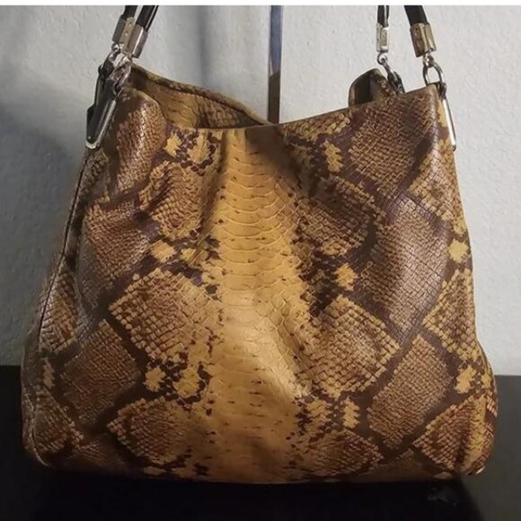 Coach Brown Exotic Snakeskin Triple Compartment Large Phoebe Shoulder Bag - Picture 5 of 10